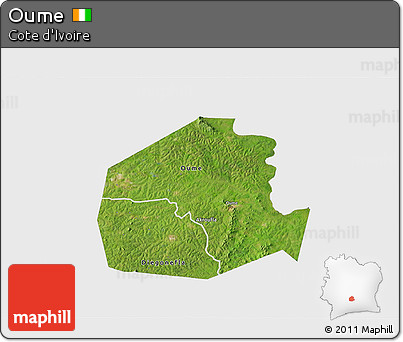 Satellite 3D Map of Oume, single color outside