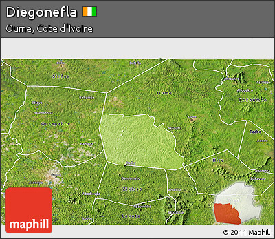 Physical 3D Map of Diegonefla, satellite outside