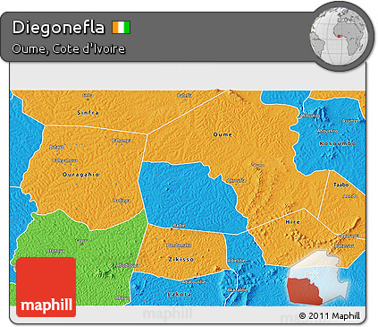 Political 3D Map of Diegonefla