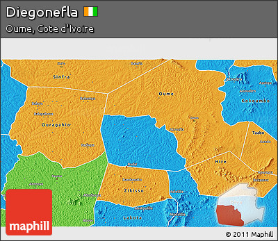 Political 3D Map of Diegonefla