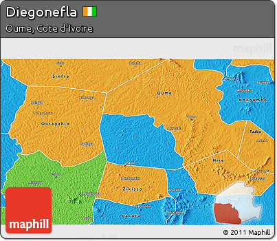 Political 3D Map of Diegonefla