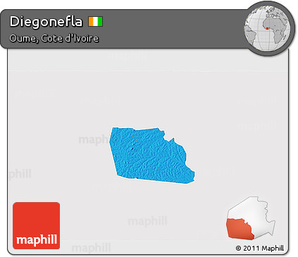 Political 3D Map of Diegonefla, single color outside
