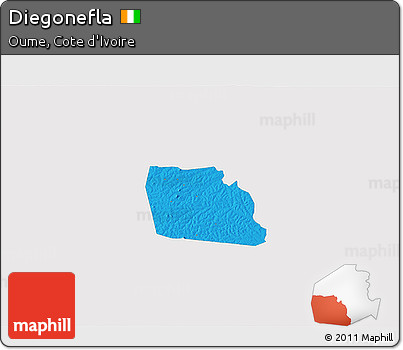 Political 3D Map of Diegonefla, single color outside