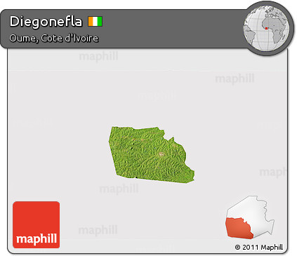 Satellite 3D Map of Diegonefla, cropped outside