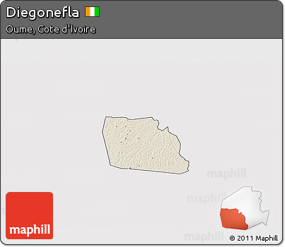 Shaded Relief 3D Map of Diegonefla, single color outside