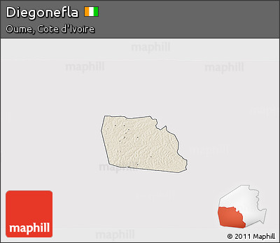 Shaded Relief 3D Map of Diegonefla, single color outside