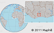 Gray Location Map of Diegonefla, within the entire country