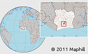 Gray Location Map of Diegonefla, highlighted country, highlighted parent region, within the entire country