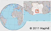 Gray Location Map of Diegonefla, highlighted country, highlighted parent region