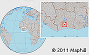 Gray Location Map of Diegonefla, highlighted parent region, within the entire country
