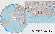 Gray Location Map of Diegonefla, highlighted parent region, hill shading