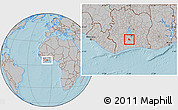 Gray Location Map of Diegonefla, hill shading