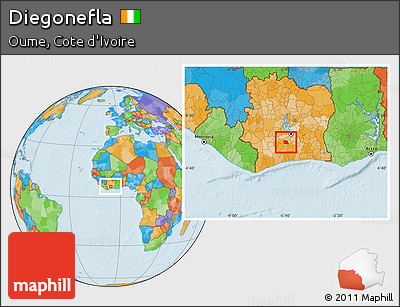 Political Location Map of Diegonefla