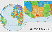 Political Location Map of Diegonefla, highlighted parent region, within the entire country