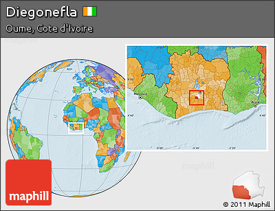 Political Location Map of Diegonefla, highlighted parent region