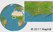 Satellite Location Map of Diegonefla, highlighted parent region