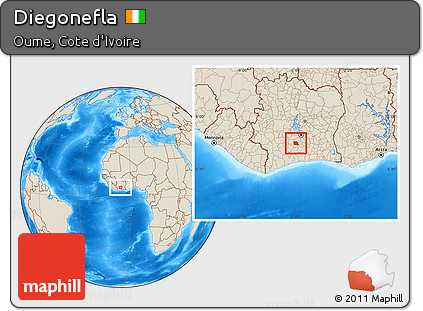 Shaded Relief Location Map of Diegonefla