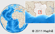 Shaded Relief Location Map of Diegonefla, highlighted country, highlighted parent region