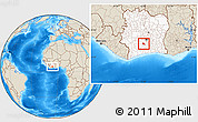 Shaded Relief Location Map of Diegonefla, highlighted country