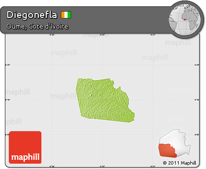 Physical Map of Diegonefla, single color outside