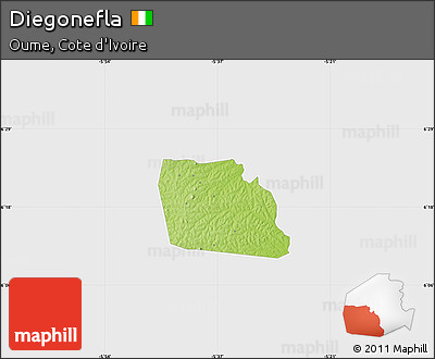 Physical Map of Diegonefla, single color outside