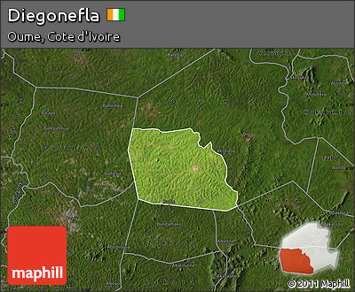 Satellite Map of Diegonefla, darken