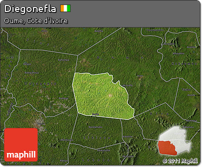 Satellite Map of Diegonefla, darken