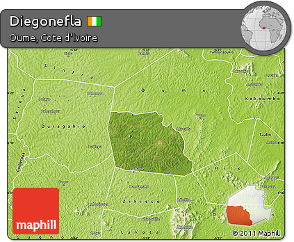 Satellite Map of Diegonefla, physical outside
