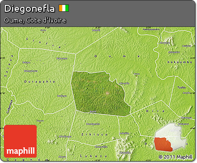 Satellite Map of Diegonefla, physical outside
