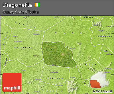 Satellite Map of Diegonefla, physical outside