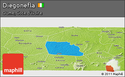 Political Panoramic Map of Diegonefla, physical outside