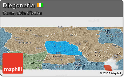 Political Panoramic Map of Diegonefla, semi-desaturated
