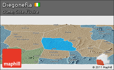 Political Panoramic Map of Diegonefla, semi-desaturated