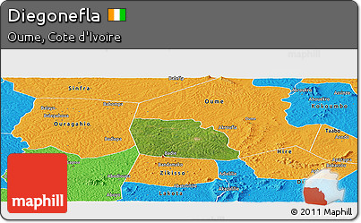 Satellite Panoramic Map of Diegonefla, political outside