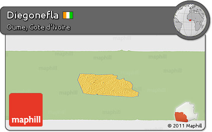 Savanna Style Panoramic Map of Diegonefla, single color outside