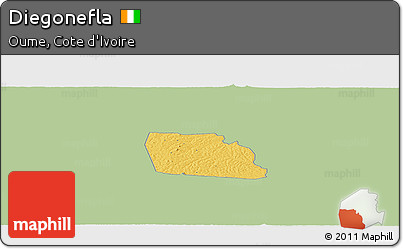 Savanna Style Panoramic Map of Diegonefla, single color outside