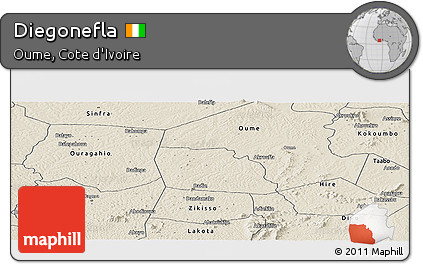 Shaded Relief Panoramic Map of Diegonefla