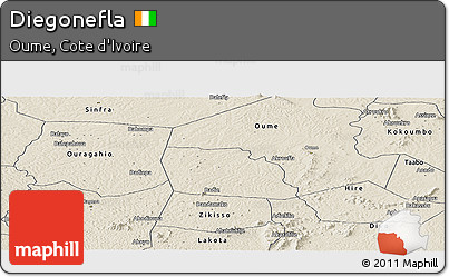 Shaded Relief Panoramic Map of Diegonefla