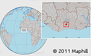 Gray Location Map of Oume, within the entire country