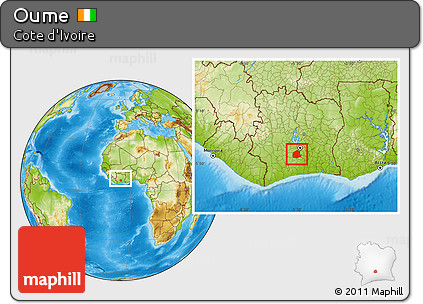 Physical Location Map of Oume, within the entire country