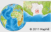 Physical Location Map of Oume, highlighted country