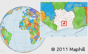 Political Location Map of Oume, highlighted country, within the entire country