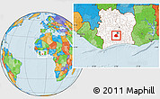 Political Location Map of Oume, highlighted country