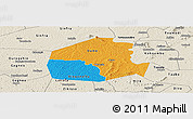 Political Panoramic Map of Oume, shaded relief outside