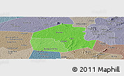 Political Shades Panoramic Map of Oume, semi-desaturated