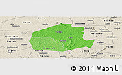 Political Shades Panoramic Map of Oume, shaded relief outside