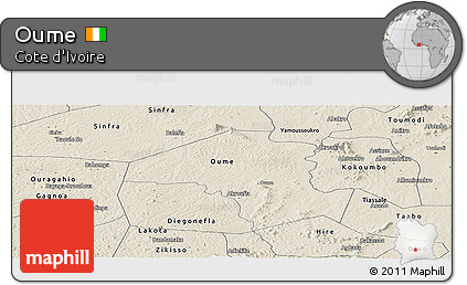 Shaded Relief Panoramic Map of Oume