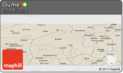 Shaded Relief Panoramic Map of Oume