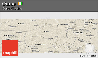 Shaded Relief Panoramic Map of Oume
