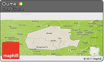 Shaded Relief Panoramic Map of Oume, physical outside
